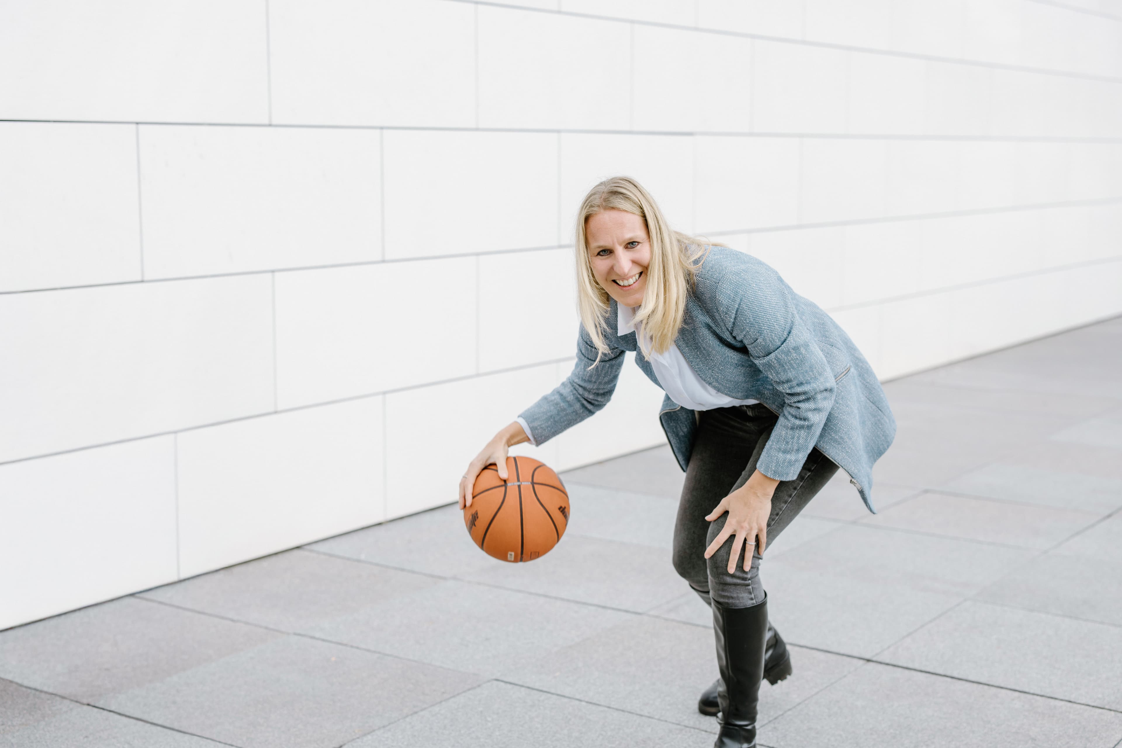 Leader practicing with a basketball